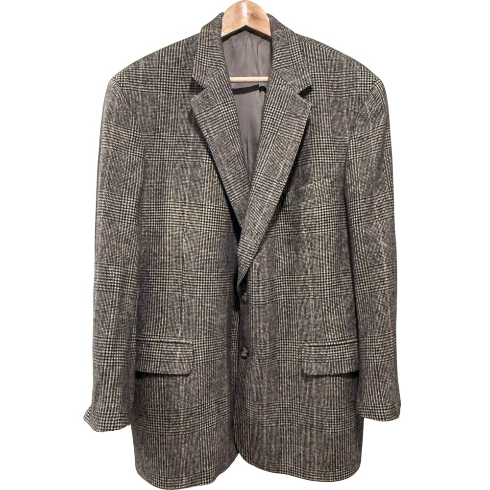 Vintage Brooks Brothers 100% Camel Hair Glen Plaid Blazer Sport Coat 44R US Made